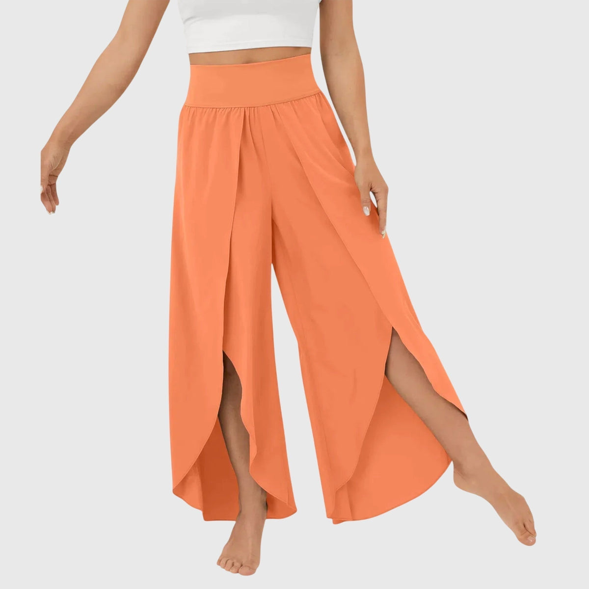 Emma | Pantaloni a Palazzo Donna Vita Alta Spacco Laterale