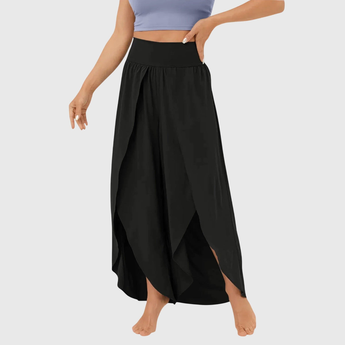 Emma | Pantaloni a Palazzo Donna Vita Alta Spacco Laterale