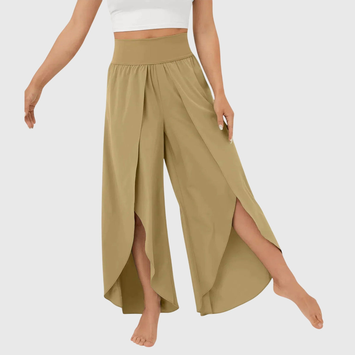 Emma | Pantaloni a Palazzo Donna Vita Alta Spacco Laterale