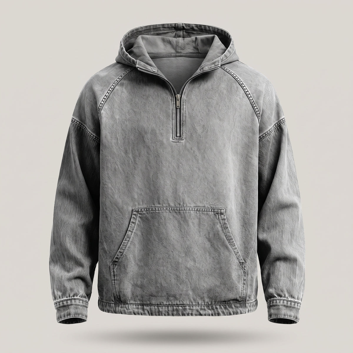 Fabio | Giacca Casual Uomo in Denim con Cappuccio Mezza Zip