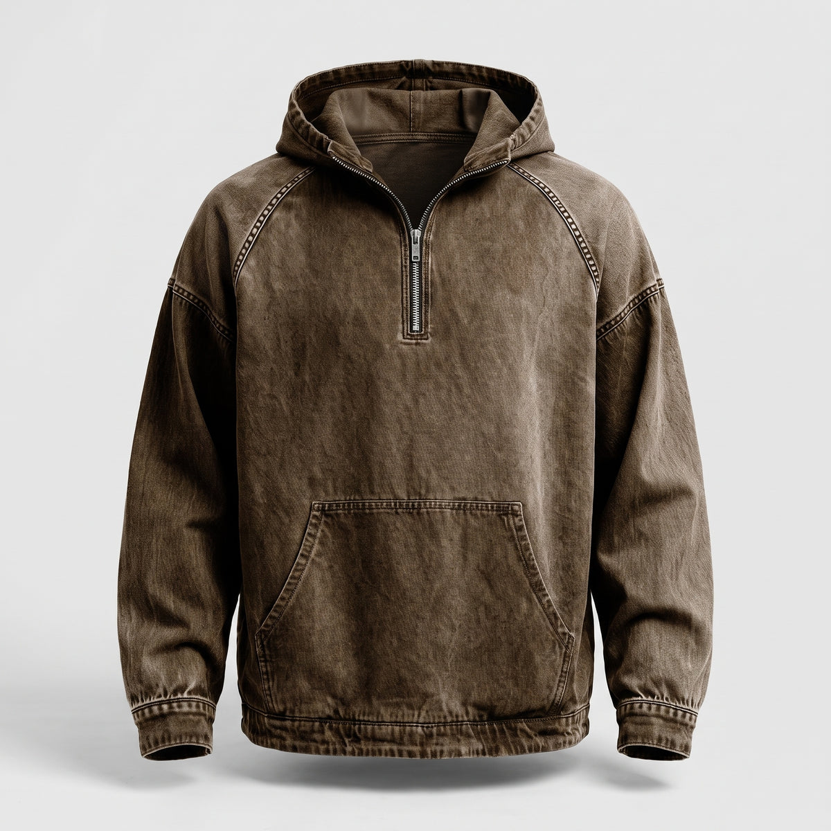 Fabio | Giacca Casual Uomo in Denim con Cappuccio Mezza Zip