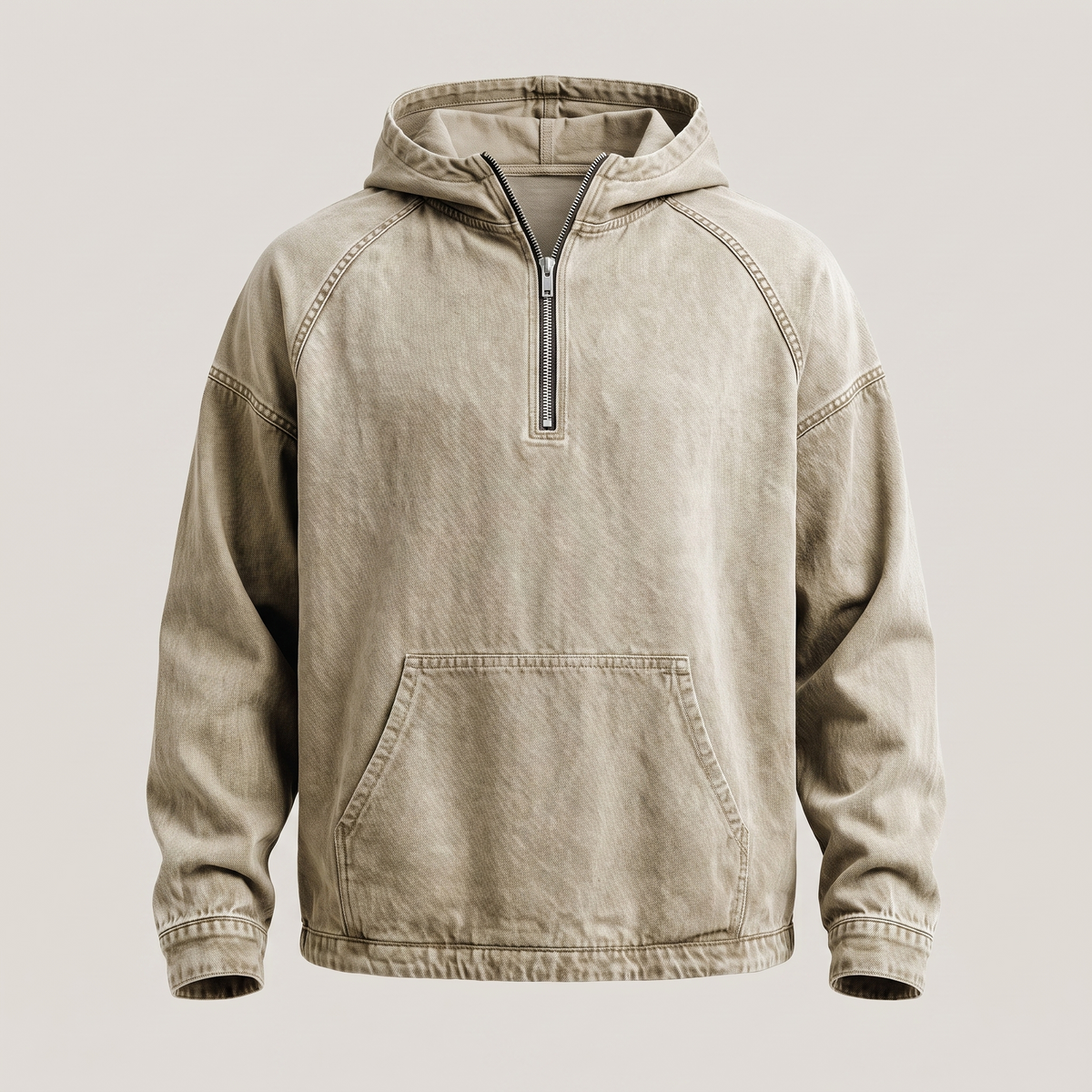 Fabio | Giacca Casual Uomo in Denim con Cappuccio Mezza Zip
