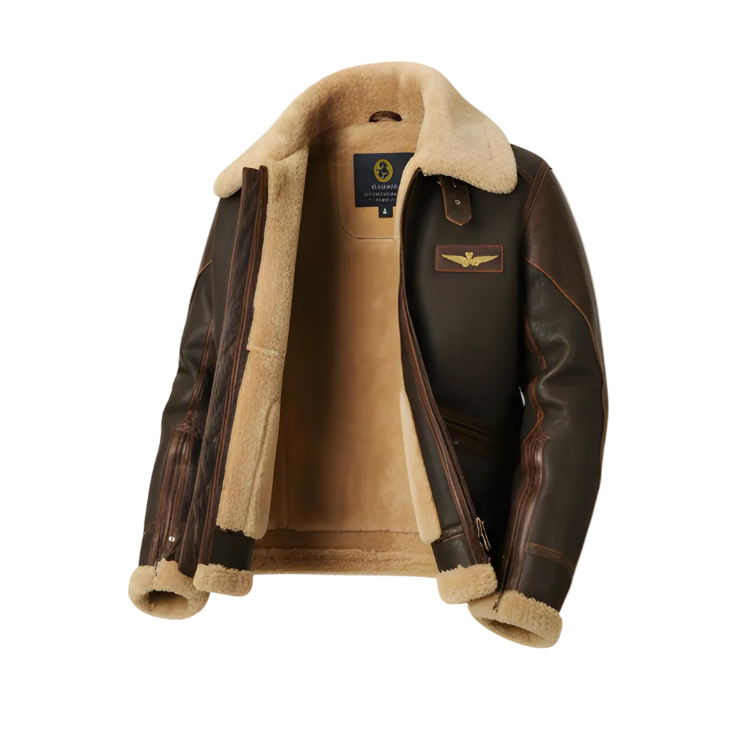 Fabio | Giacca Pelle Uomo Montone Aviatore Fodera Shearling