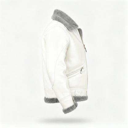 Fabio | Giacca Pelle Uomo Montone Aviatore Fodera Shearling