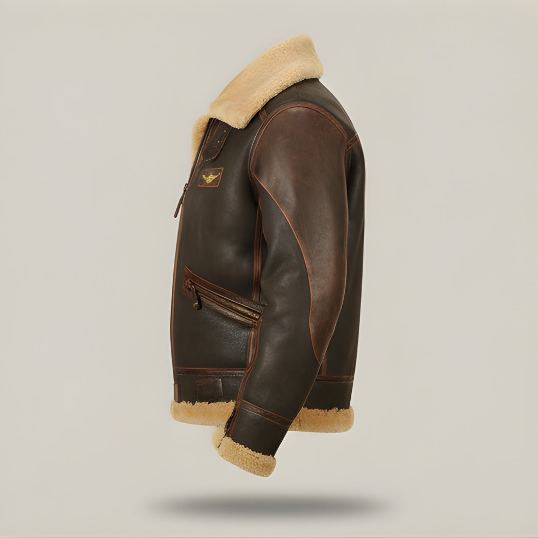 Fabio | Giacca Pelle Uomo Montone Aviatore Fodera Shearling