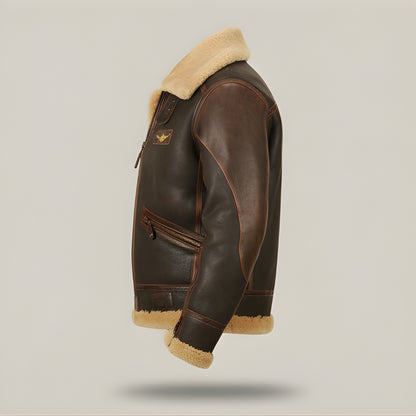 Fabio | Giacca Pelle Uomo Montone Aviatore Fodera Shearling