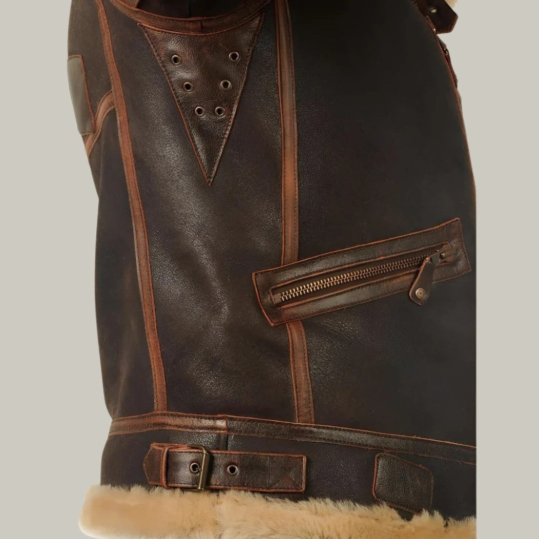 Fabio | Giacca Pelle Uomo Montone Aviatore Fodera Shearling