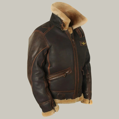 Fabio | Giacca Pelle Uomo Montone Aviatore Fodera Shearling