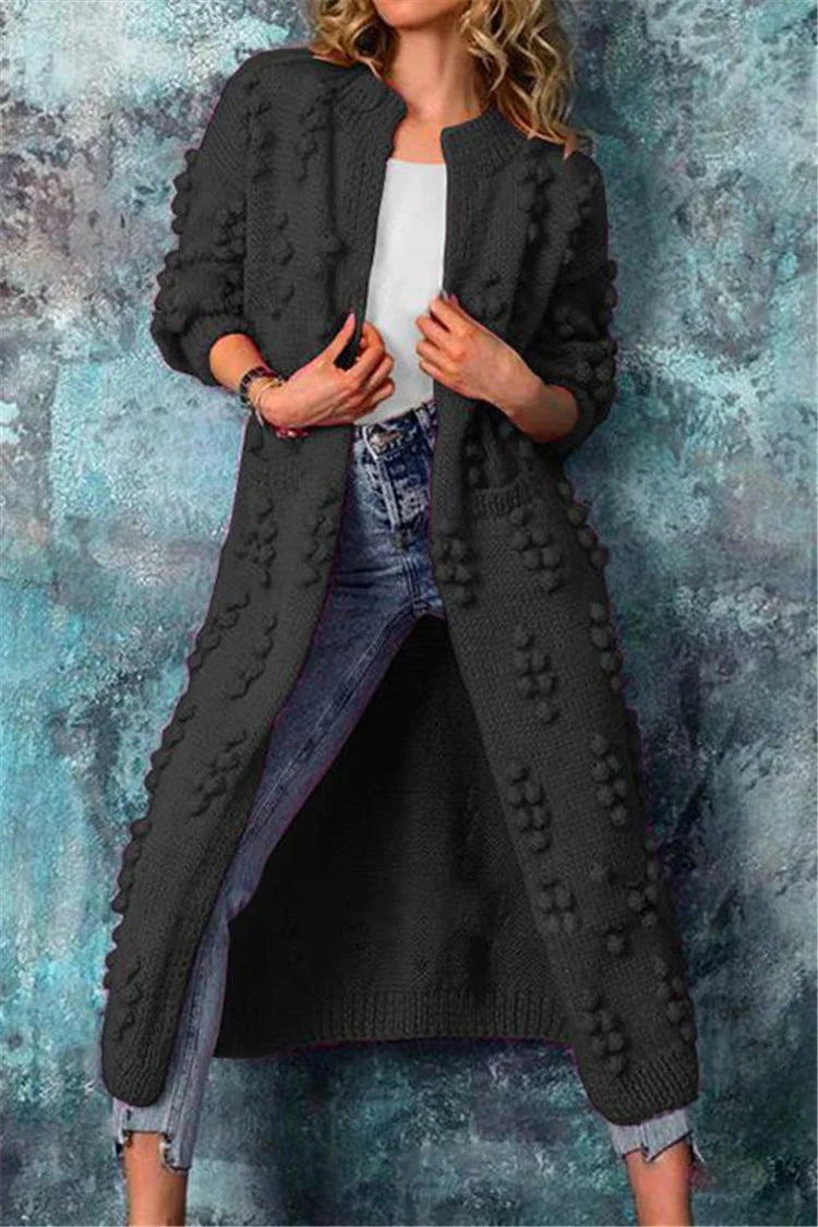 Federica | Cardigan Lungo Donna Maglia Testurizzata Aperto