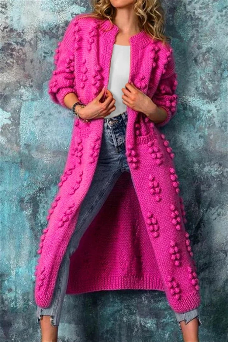 Federica | Cardigan Lungo Donna Maglia Testurizzata Aperto