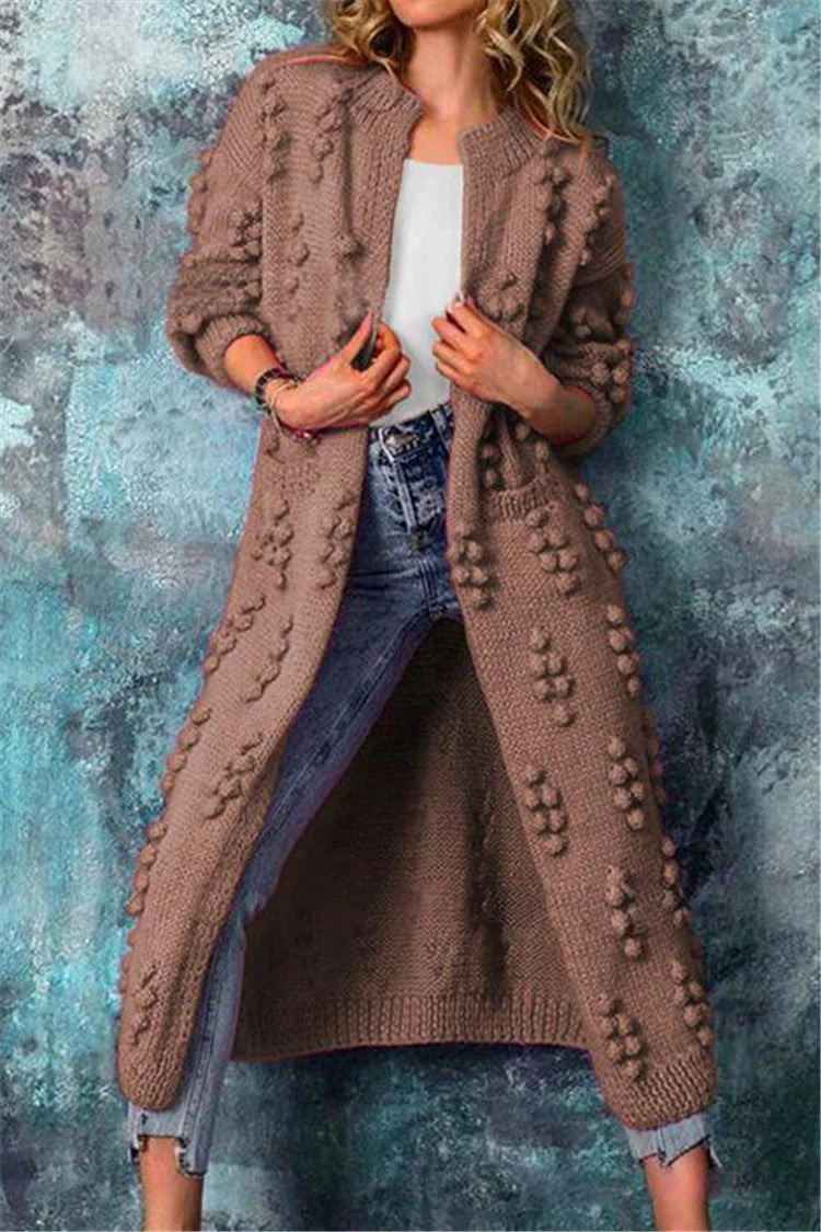Federica | Cardigan Lungo Donna Maglia Testurizzata Aperto