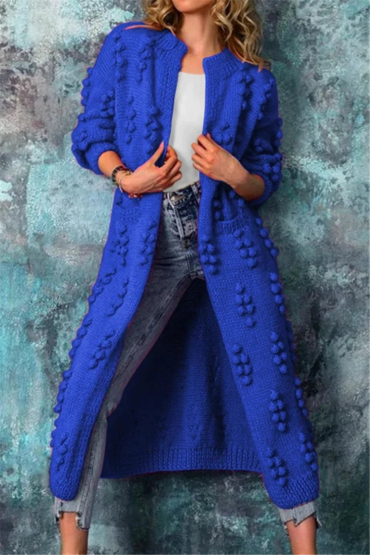 Federica | Cardigan Lungo Donna Maglia Testurizzata Aperto