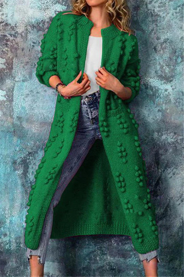 Federica | Cardigan Lungo Donna Maglia Testurizzata Aperto