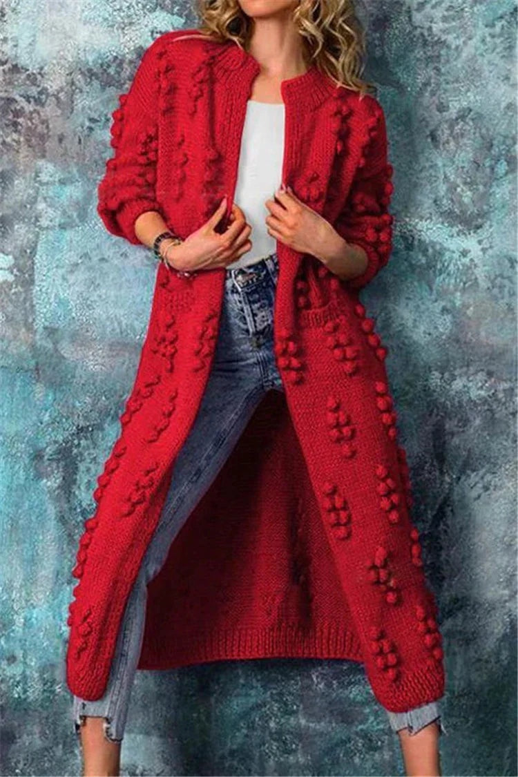 Federica | Cardigan Lungo Donna Maglia Testurizzata Aperto