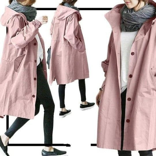 Federica | Giacca Impermeabile Donna Lunga con Cappuccio