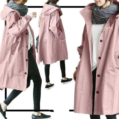 Federica | Giacca Impermeabile Donna Lunga con Cappuccio