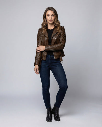 Federica | Giacche in Pelle Donna Biker Zip Asimmetrica