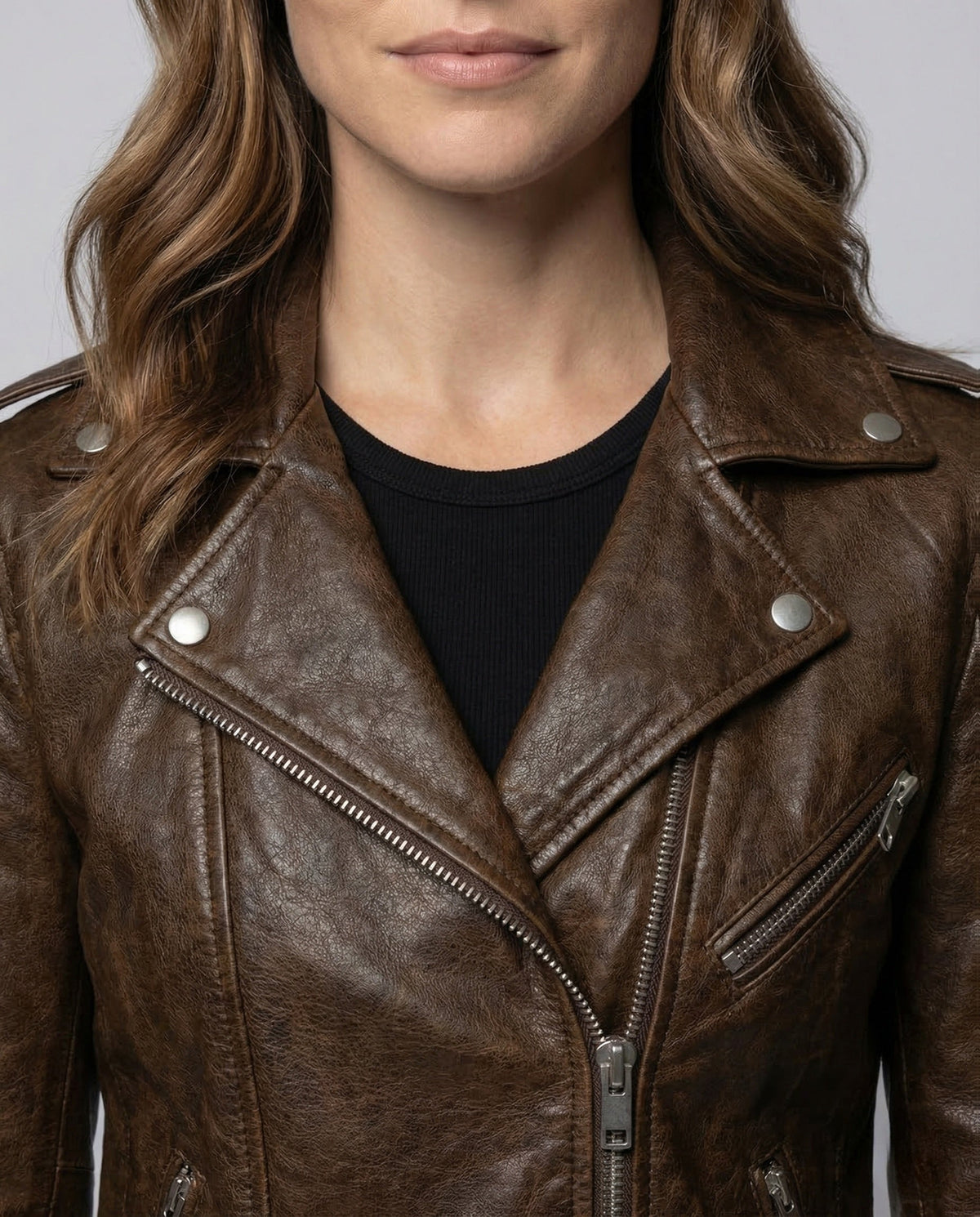 Federica | Giacche in Pelle Donna Biker Zip Asimmetrica