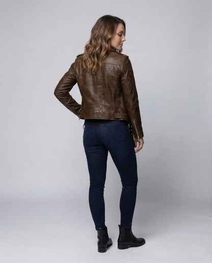 Federica | Giacche in Pelle Donna Biker Zip Asimmetrica