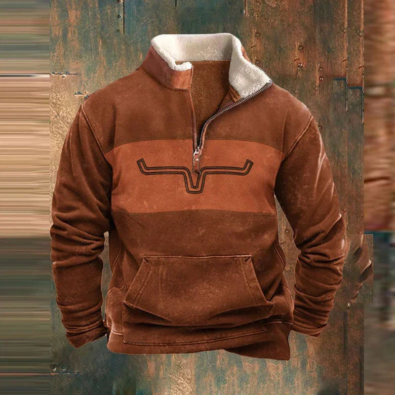 Federico | Quarter Zip Fleece Uomo Stampa Western Sherpa