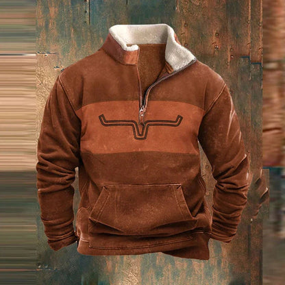 Federico | Quarter Zip Fleece Uomo Stampa Western Sherpa