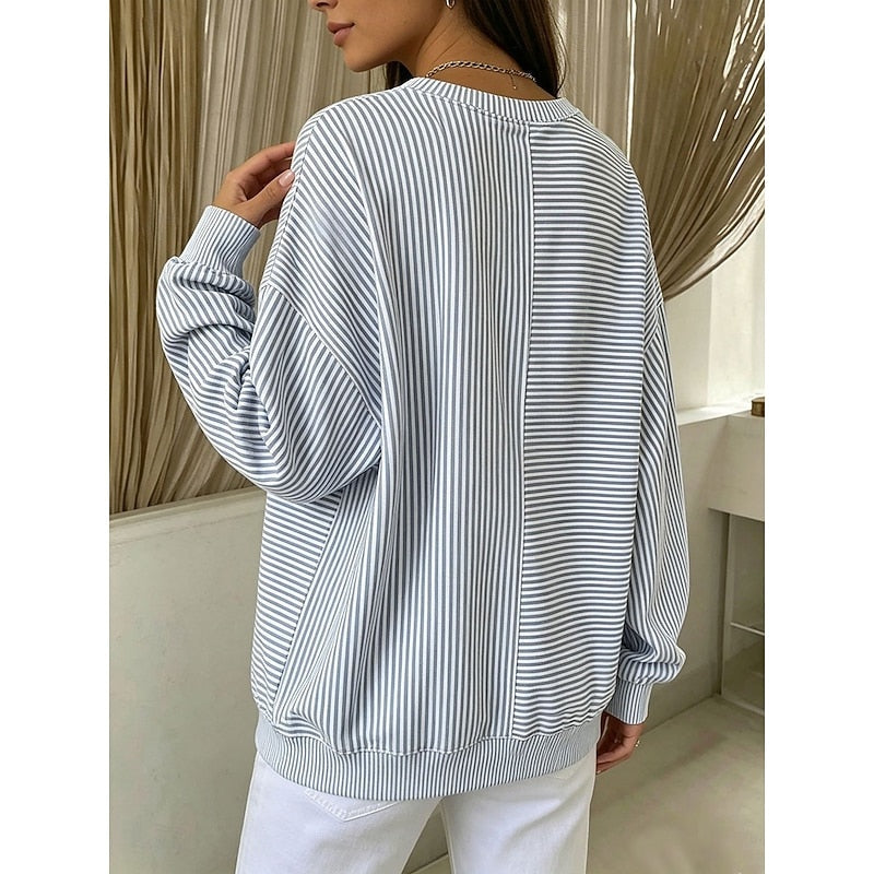 Felpe Donna a Righe Girocollo Oversize