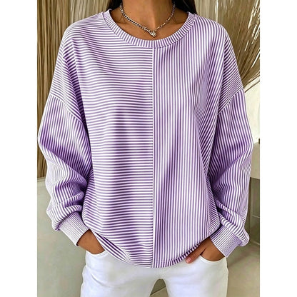 Felpe Donna a Righe Girocollo Oversize