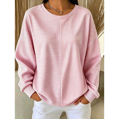 Felpe Donna a Righe Girocollo Oversize
