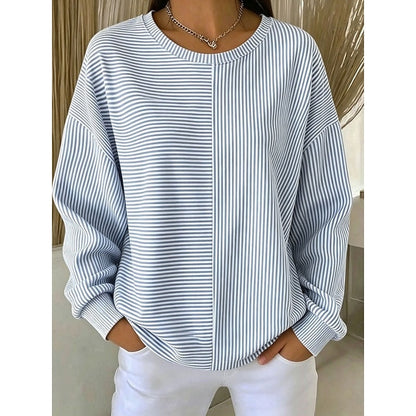 Felpe Donna a Righe Girocollo Oversize