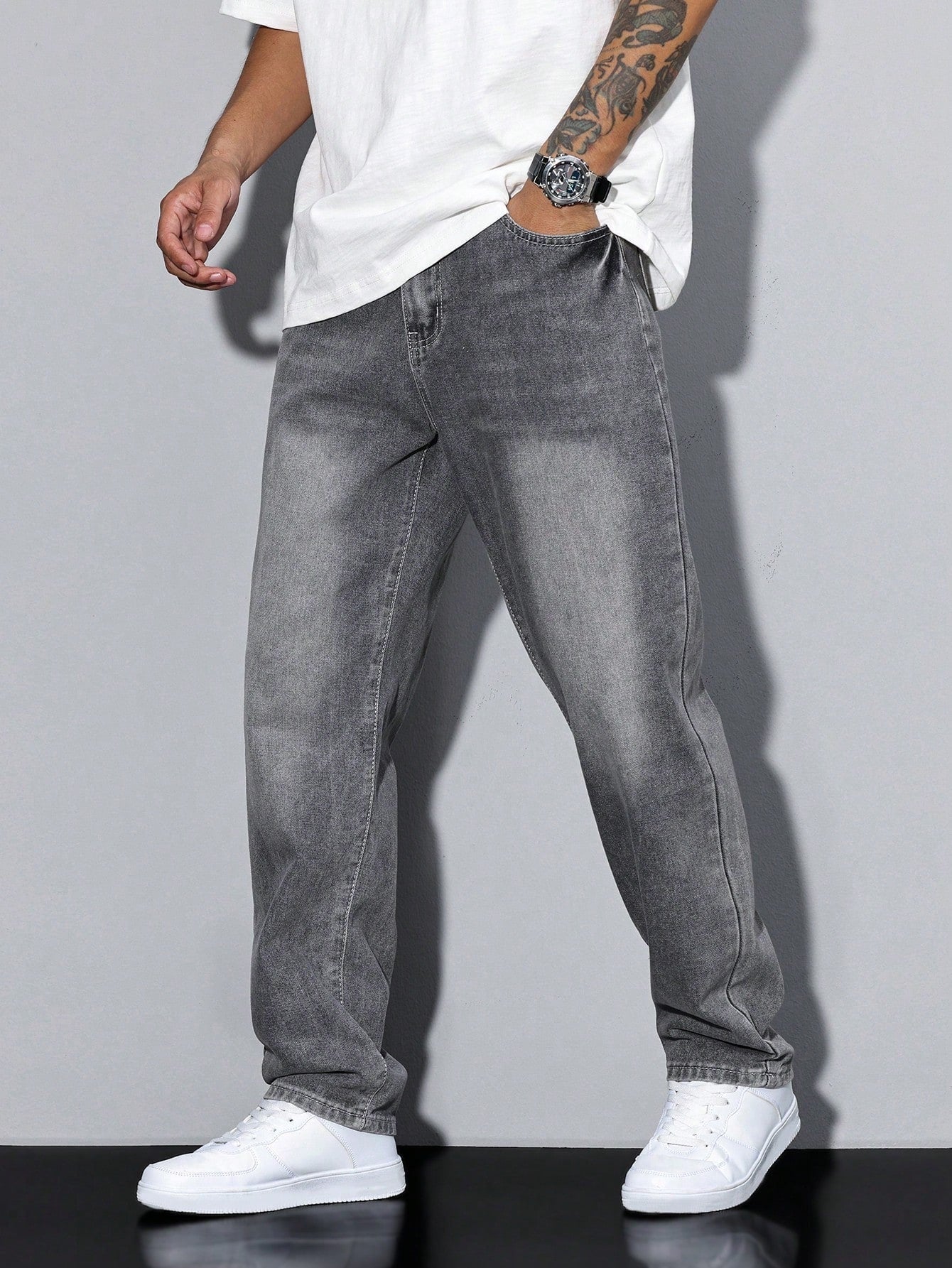 Filippo | Jeans Larghi Uomo Denim Lavato Gamba Dritta