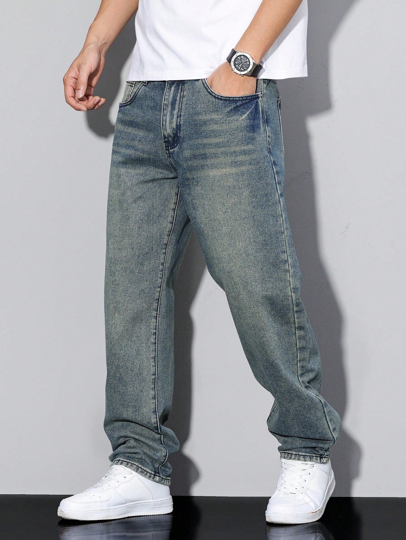Filippo | Jeans Larghi Uomo Denim Lavato Gamba Dritta