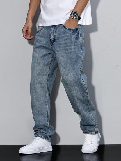 Filippo | Jeans Larghi Uomo Denim Lavato Gamba Dritta