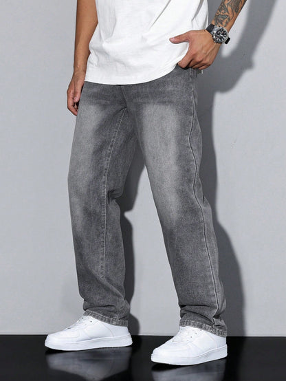 Filippo | Jeans Larghi Uomo Denim Lavato Gamba Dritta