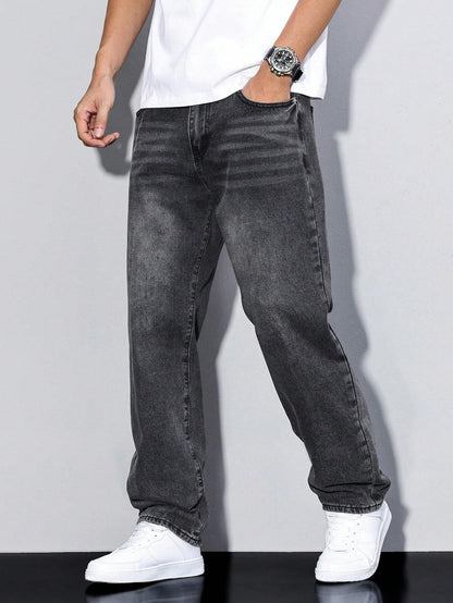 Filippo | Jeans Larghi Uomo Denim Lavato Gamba Dritta