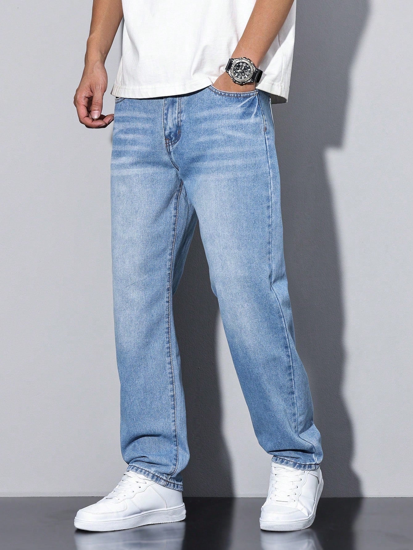 Filippo | Jeans Larghi Uomo Denim Lavato Gamba Dritta