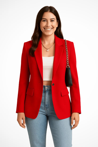 Francesca | Blazer Donna Elegante Monopetto Tasche a Pattina