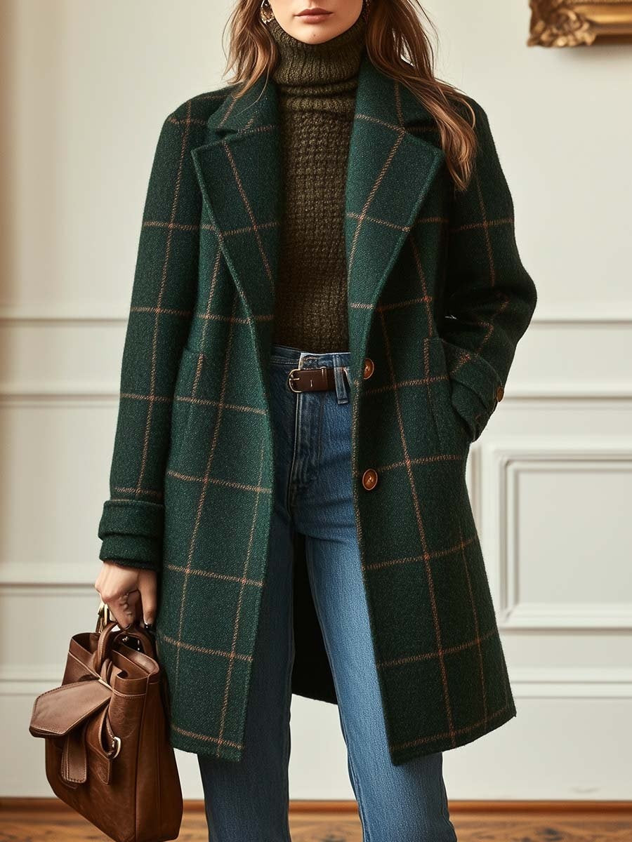 Francesca | Cappotto di Lana a Quadri Donna Lungo Elegante