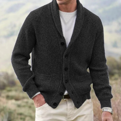 Giacomo | Cardigan Uomo Elegante in Lana Bottonato Collo a Scialle