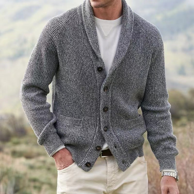 Giacomo | Cardigan Uomo Elegante in Lana Bottonato Collo a Scialle
