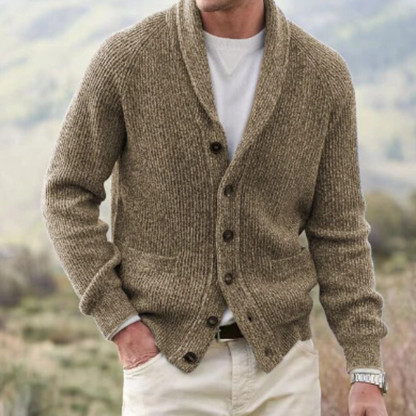 Giacomo | Cardigan Uomo Elegante in Lana Bottonato Collo a Scialle