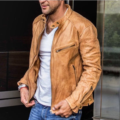 Giacomo | Giubbotto Pelle Uomo Collo Alto Zip