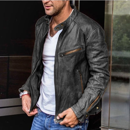 Giacomo | Giubbotto Pelle Uomo Collo Alto Zip