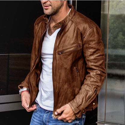 Giacomo | Giubbotto Pelle Uomo Collo Alto Zip