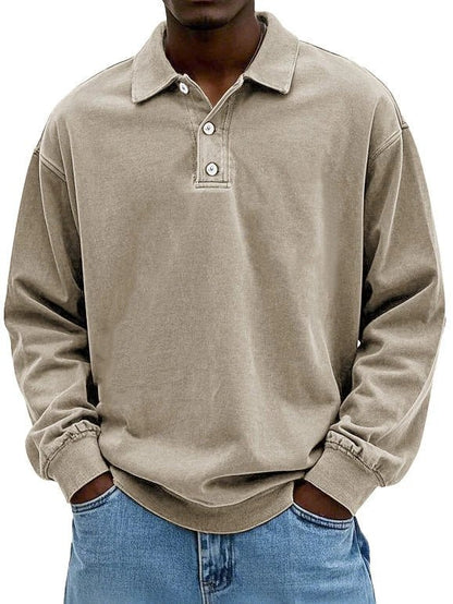 Giacomo | Maglia a Maniche Lunghe Uomo Polo con Bottoni Oversize