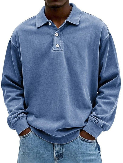 Giacomo | Maglia a Maniche Lunghe Uomo Polo con Bottoni Oversize