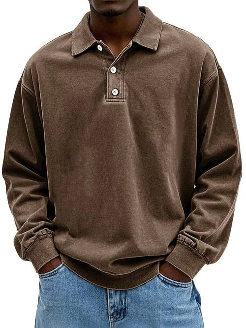 Giacomo | Maglia a Maniche Lunghe Uomo Polo con Bottoni Oversize