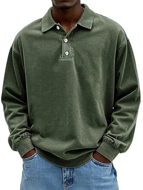Giacomo | Maglia a Maniche Lunghe Uomo Polo con Bottoni Oversize