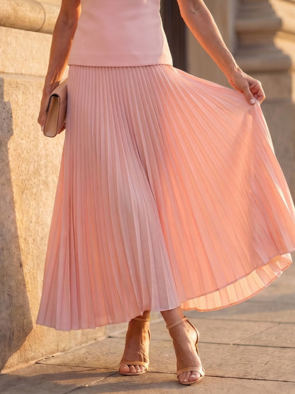 Ginevra | Gonna Plissettata Longuette Donna Set Due Pezzi Senza Maniche
