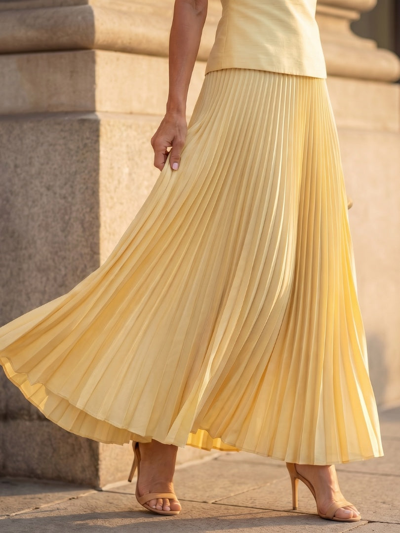 Ginevra | Gonna Plissettata Longuette Donna Set Due Pezzi Senza Maniche