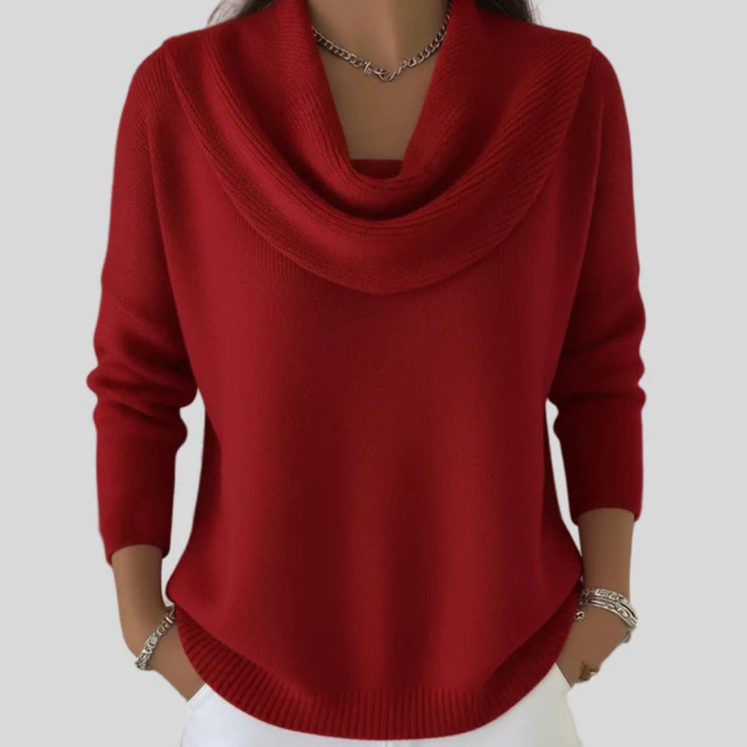 Ginevra | Pullover Donna Maglia a Maniche Lunghe Collo Drappeggiato